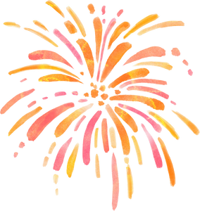 Pink and Orange Watercolor Fireworks